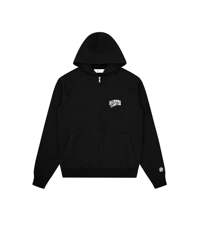 SMALL ARCH LOGO ZIP THROUGH HOOD - BLACK