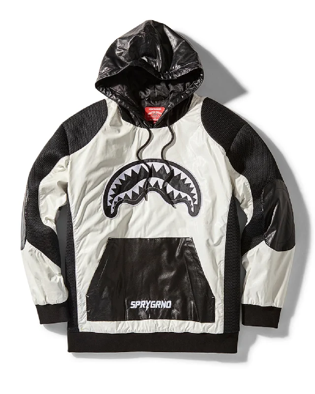 Sprayground Hoodie VIP - COLORBLOCK MOTO HOODIE PULLOVER WHITE   White