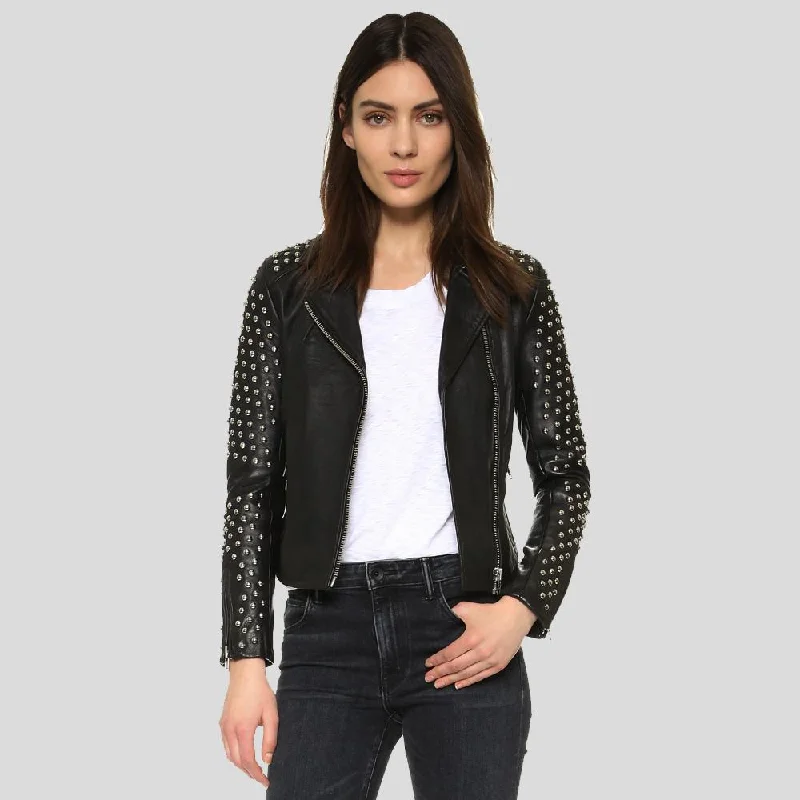 Taliyah Black Studded Leather Jacket