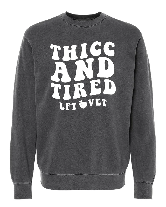 Thicc and Tired Comfy Crew Sweater