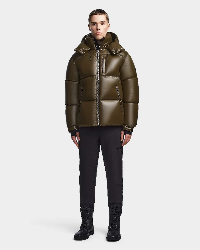 VINCENT S MEN'S GLOSSY DOWN PUFFER WITH HOOD