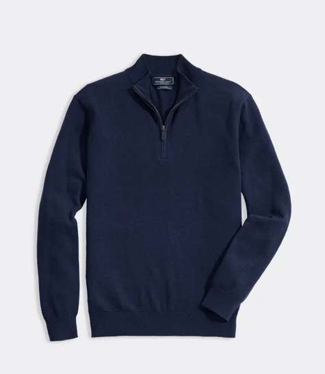 Vineyard Vines Thaxter Cashmere Blend Quarter-Zip - Deep Bay