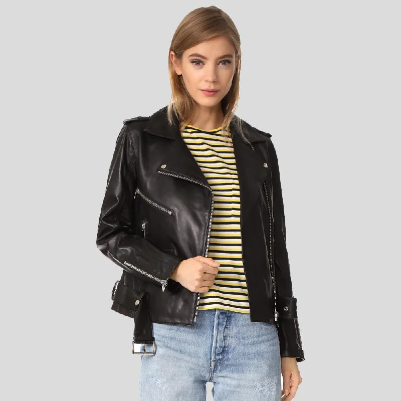 Whitley Black Biker Leather Jacket