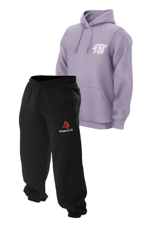 XAPE Ultimate Ape Hoodie & Classic Joggers Combo -Lilac/Black