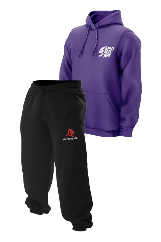 XAPE Ultimate Ape Hoodie & Classic Joggers Combo - Purple/Black