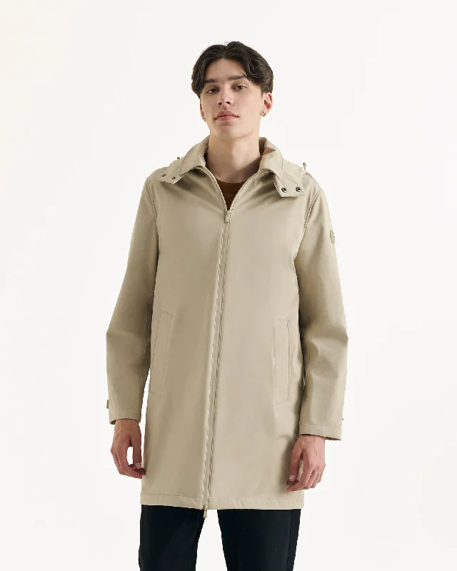 Athenes 2.0 waterproof jacket with detachable hood Beige