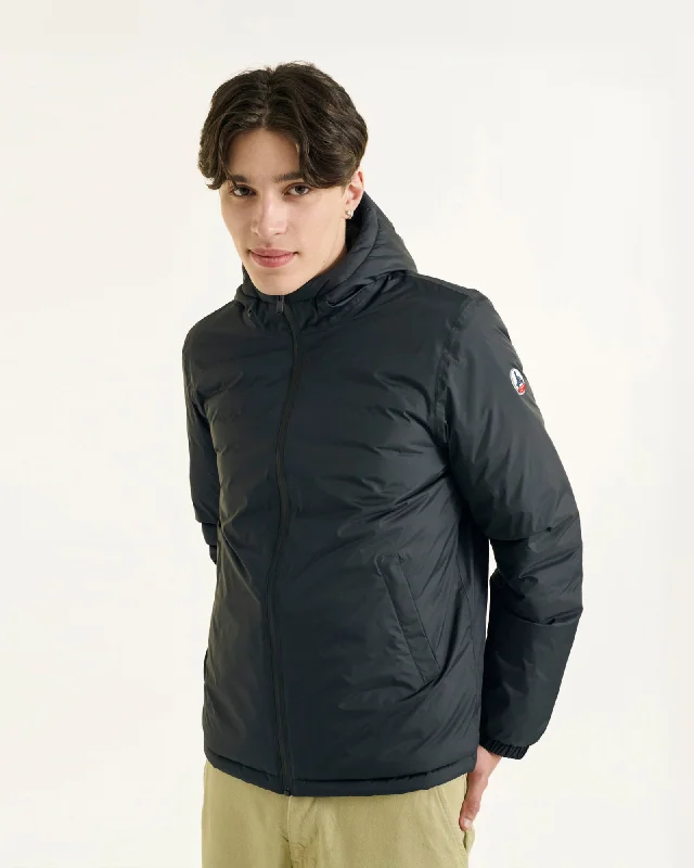 Black Bergen 2.0 reversible hooded puffer jacket