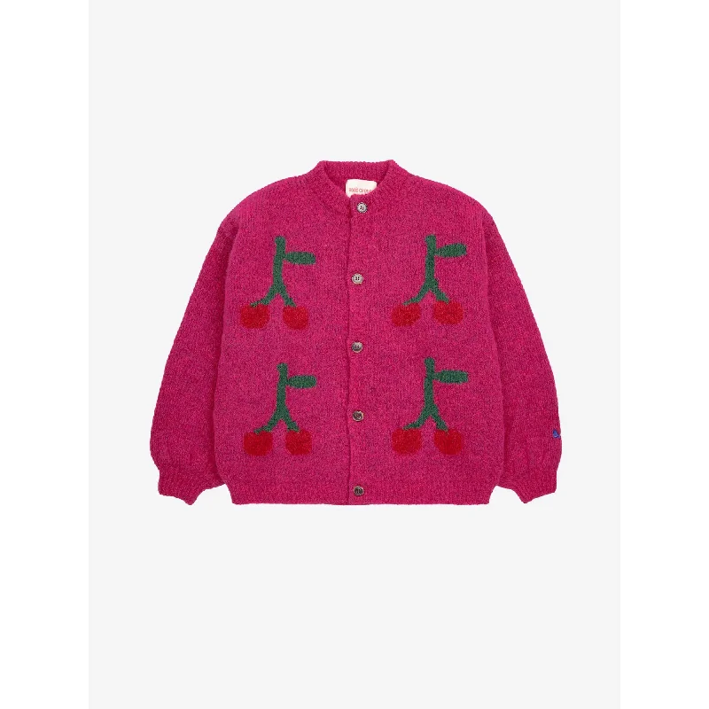 Bobo Choses Bobo Cherry Intarsia Cardigan - Fuchsia