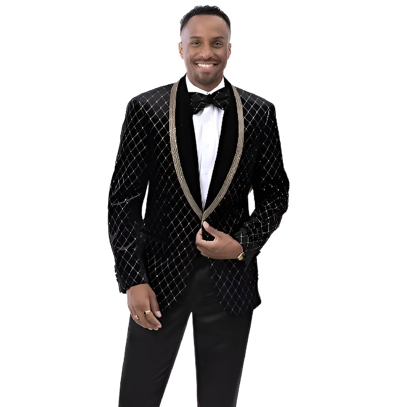 Kent & Park J190 Slim Fit Blazer With Matching Bowtie  Black/Gold