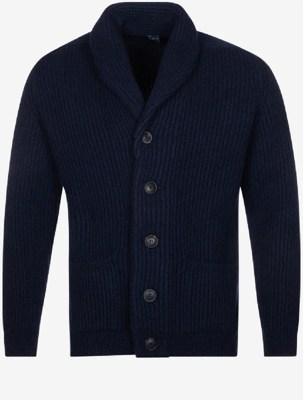 Cashmere Button Knitted Cardigan Navy