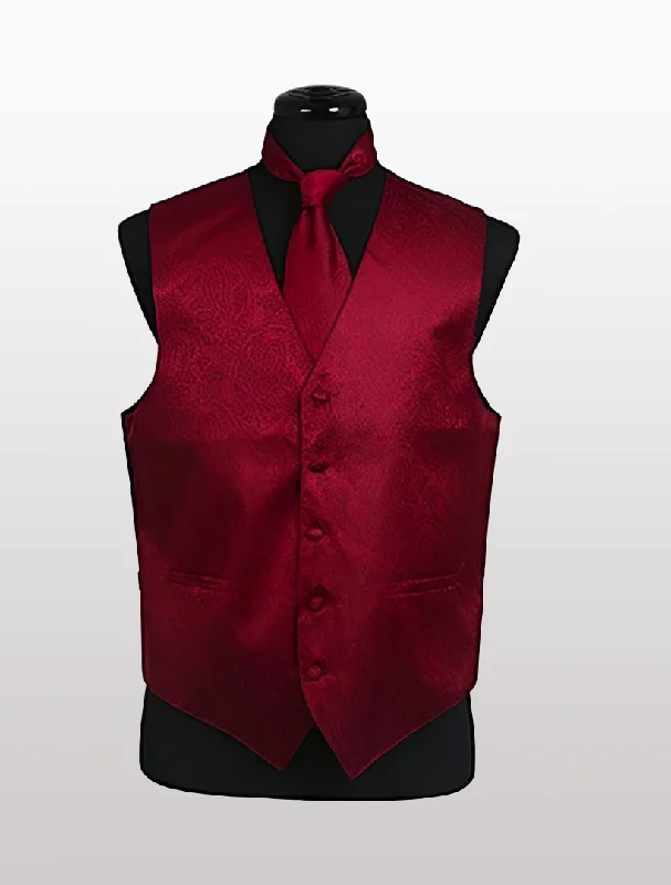 Men's Paisley Burgundy Tuxedo Vest