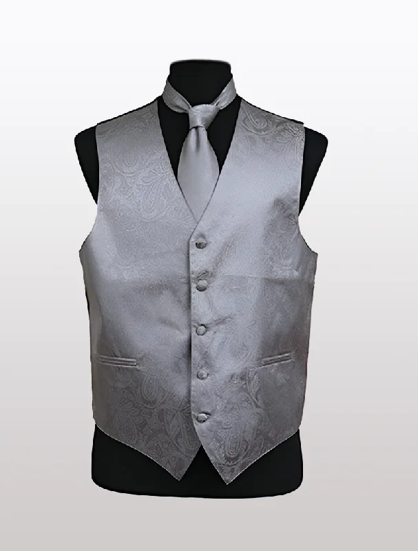 Men's Paisley Grey Tuxedo Vest