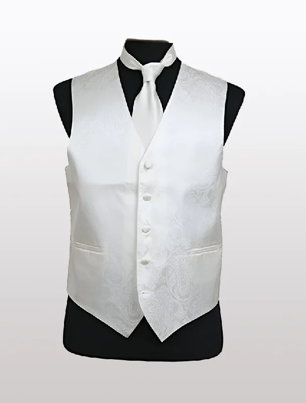 Men's Paisley Ivory Tuxedo Vest