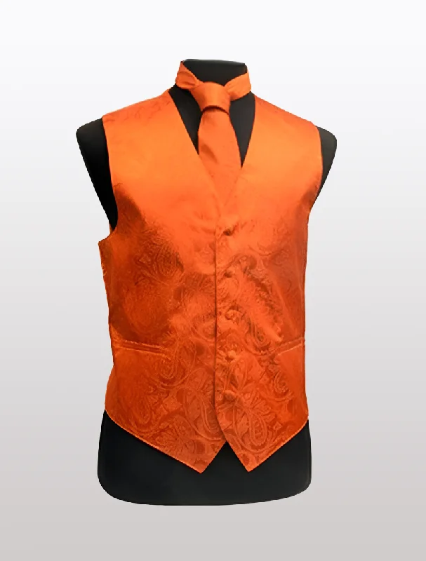 Men's Paisley Orange Tuxedo Vest