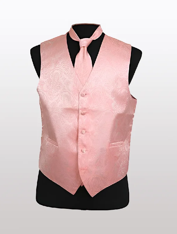 Men's Paisley Peach Tuxedo Vest