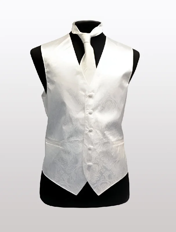 Men's Paisley White Tuxedo Vest