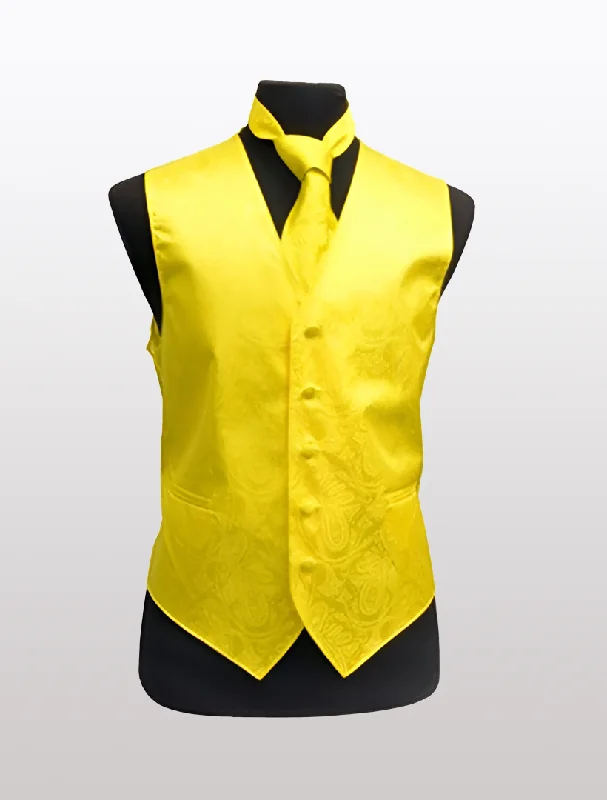 Men's Paisley Yellow Tuxedo Vest