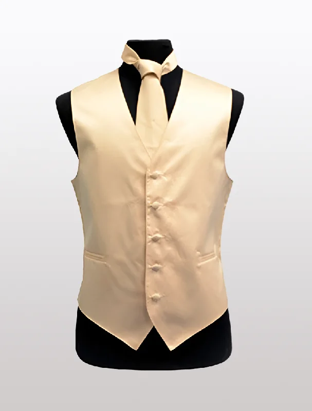 Men's Solid Satin Beige Tuxedo Vest