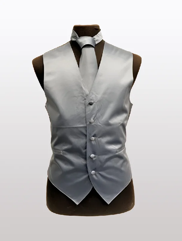 Men's Solid Satin Charocal Tuxedo Vest