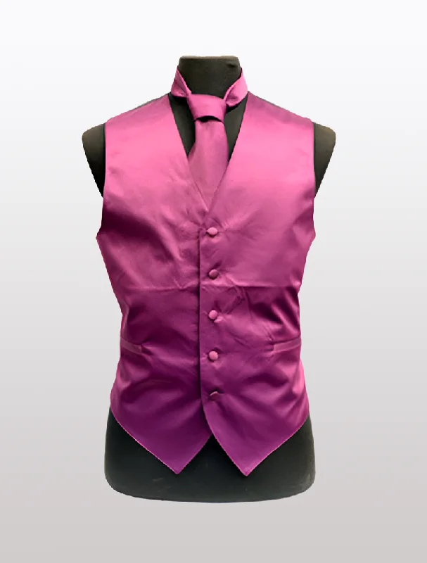 Men's Solid Satin Eggplant Tuxedo Vest