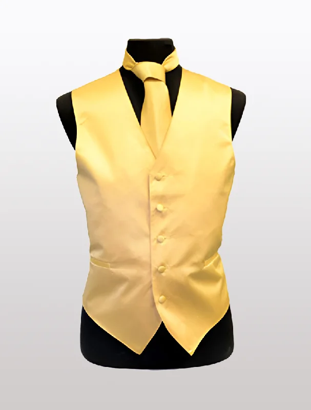 Men's Solid Satin Gold Tuxedo Vest