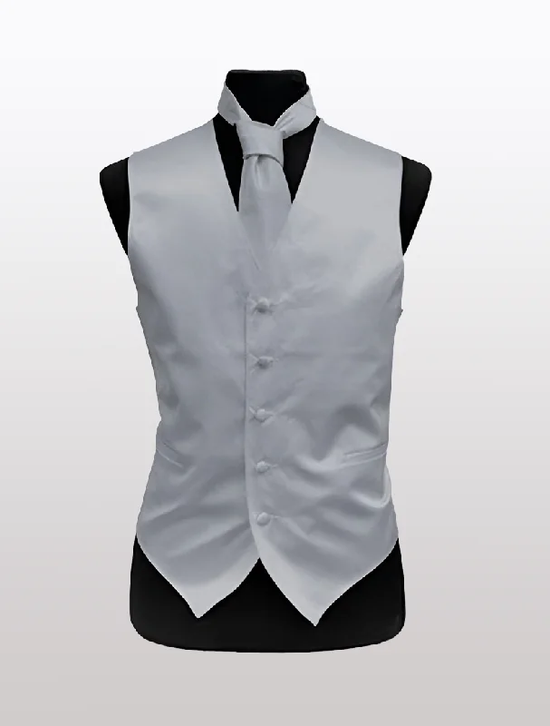 Men's Solid Satin Grey Tuxedo Vest