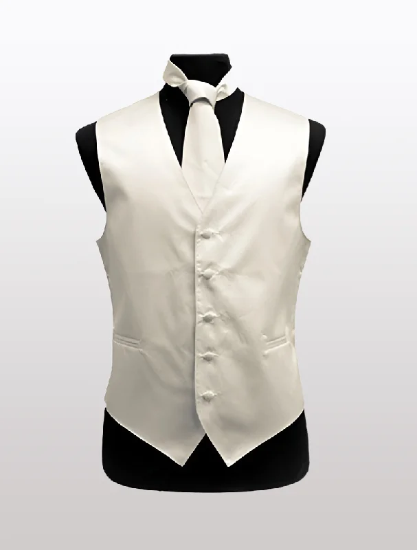 Men's Solid Satin Ivory Tuxedo Vest