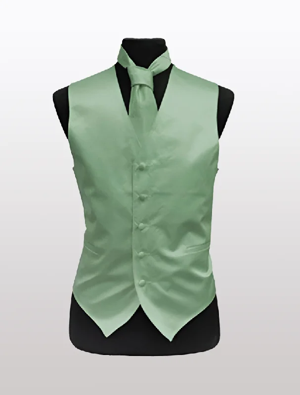 Men's Solid Satin Lime Green Tuxedo Vest