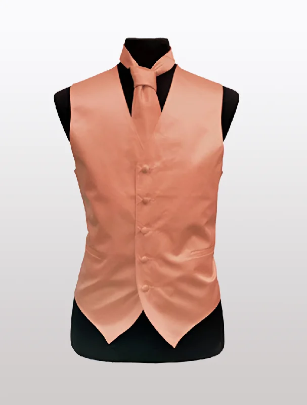 Men's Solid Satin Peach Tuxedo Vest