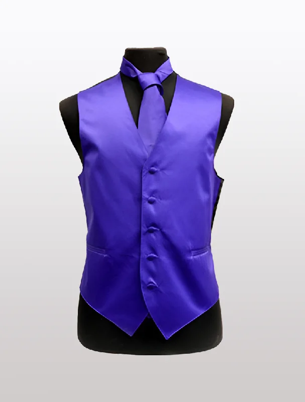 Men's Solid Satin Purple Tuxedo Vest