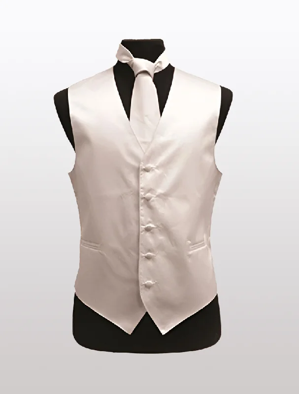 Men's Solid Satin White Tuxedo Vest