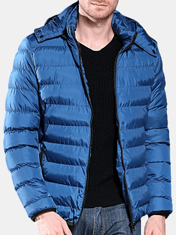 Mens Winter Hooded Windproof Warm Insulated Padded Jacket