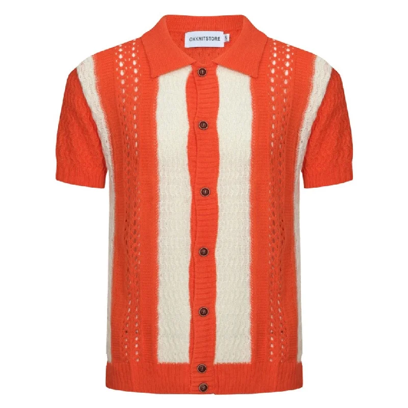 Men's Orange Beach Knitted Resort Polo Shirt