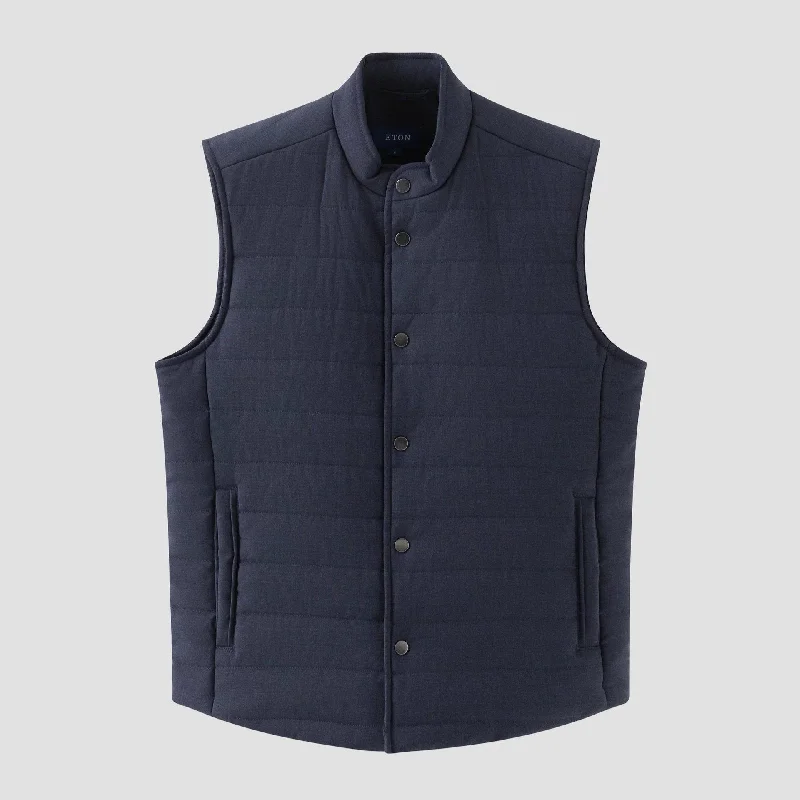 Navy Blue Padded Wool Vest - ETON