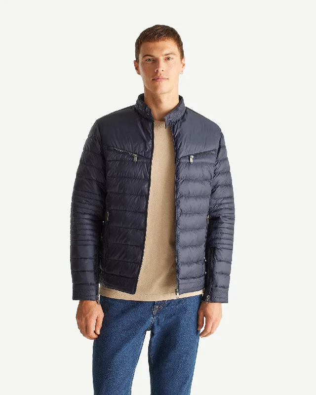 Navy David biker fit puffer jacket