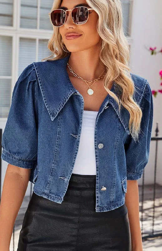 Blue Short Sleeve Denim Jacket