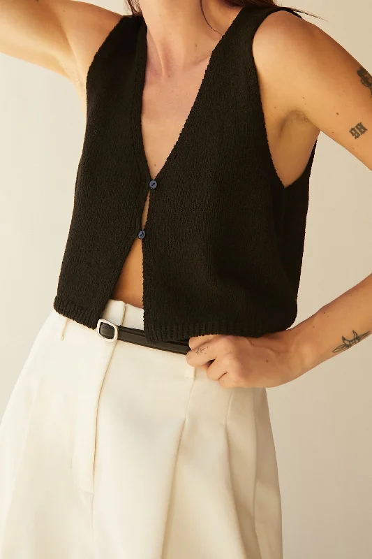 CROPPED OPEN FRONT KNIT TANK