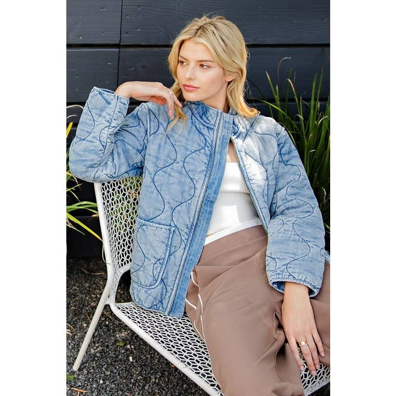 Denim Washed Quilted Jacket