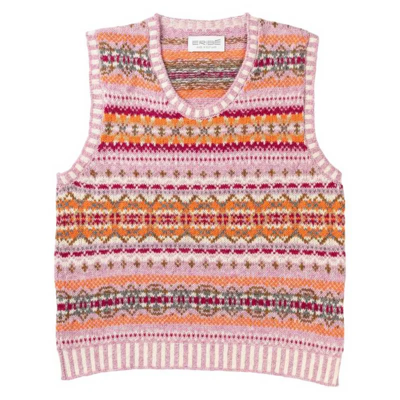 Eribe Westray Fairisle Vest in Orange Burst V2427